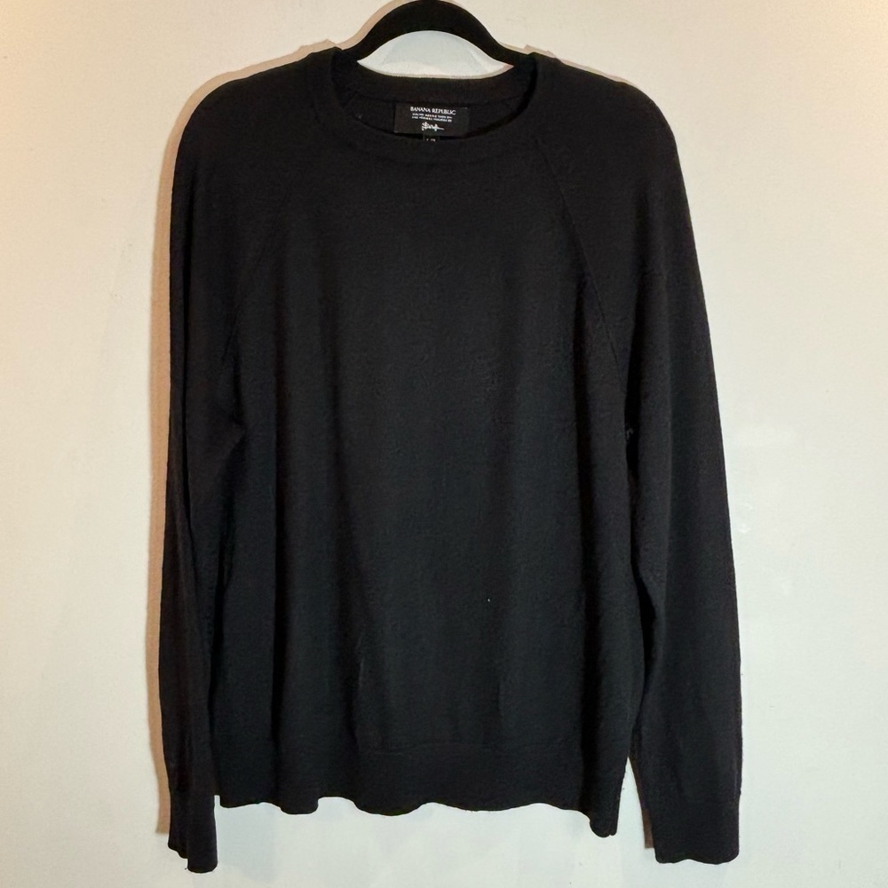 BANANA REPUBLIC Sz L 100% Merino Wool Italian Yarn Baruffa Crew Neck Sweater